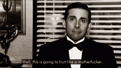 a man in a tuxedo says well this is going to hurt like motherfucker