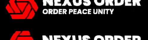 a nexus order order peace unity logo with a red arrow
