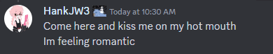 a screenshot of a discord conversation with hankjw3 today at 10:30 am