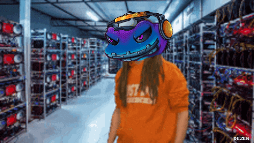 a pixel art of a person wearing an orange shirt with the word rezen at the bottom