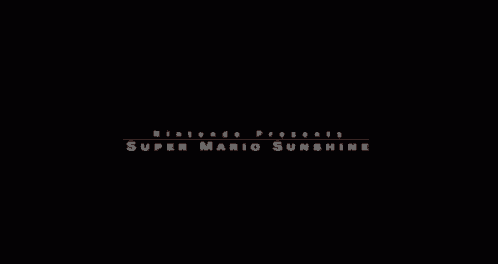a red letter m on a black background that says super mario sunshine