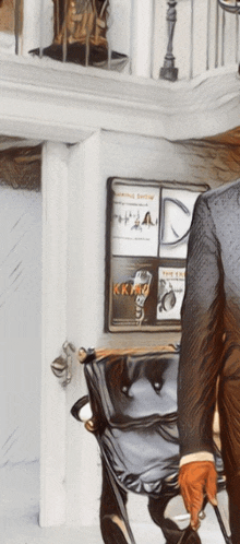 a man in a suit stands in front of a sign that says " kkp "