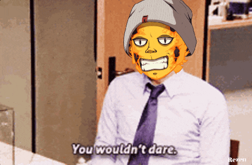 a man wearing a beanie and tie says " you wouldn 't dare "