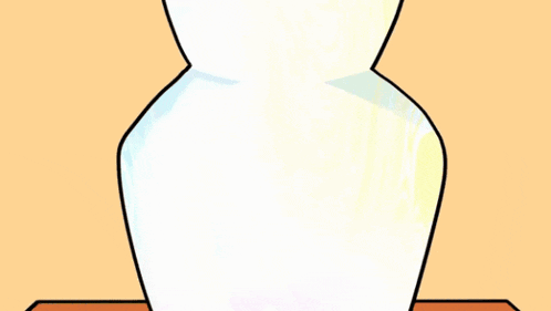 a cartoon drawing of a vase with a face drawn inside of it