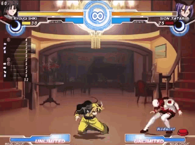 ryougi shiki and sion tatami in a video game