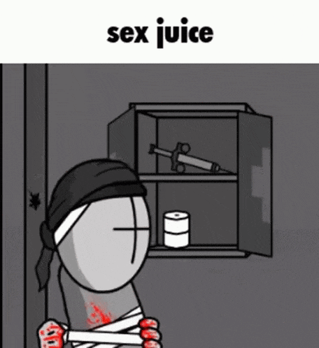 a cartoon character is standing in front of a cabinet with a syringe and a roll of toilet paper in it .