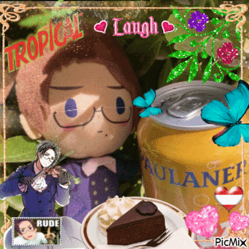 a can of paulaner beer sits next to a stuffed toy