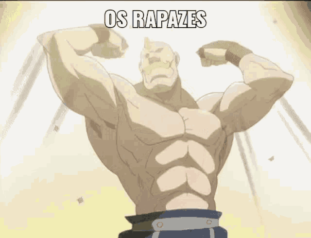 a cartoon character is flexing his muscles in front of a light .