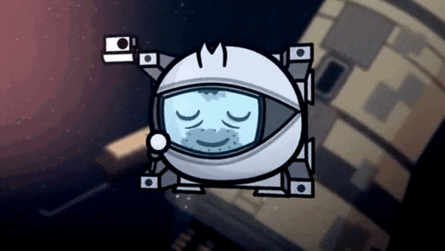 a cartoon drawing of a man in an astronaut 's helmet