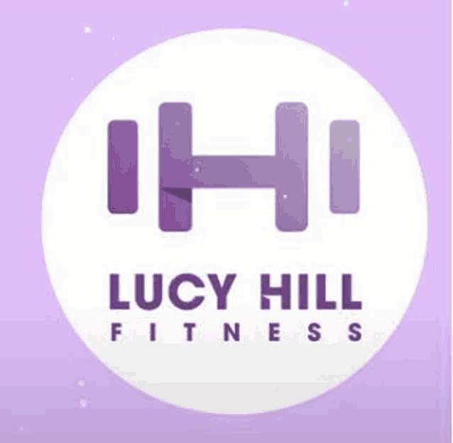 the logo for lucy hill fitness is a purple circle with a white background .
