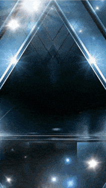 a dark blue background with a triangle in the middle of it