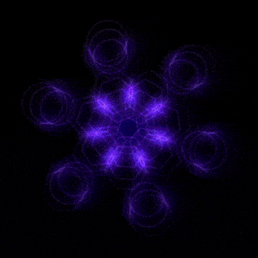 a purple and blue circular pattern on a dark background