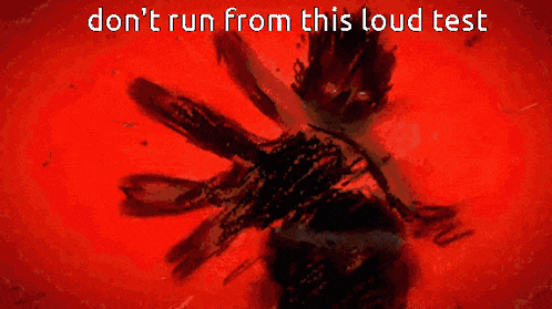 a black and white image with the words " do n't run from this loud test " at the top