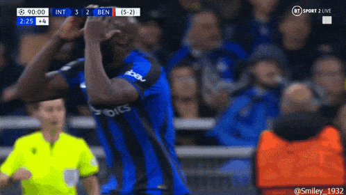 a soccer player celebrates a goal during a game on bt sport 2