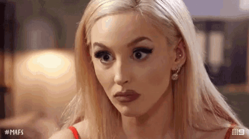 a close up of a woman 's face with the hashtag # mafs on the bottom