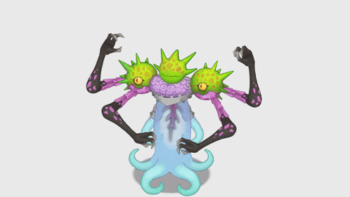 a cartoon drawing of a creature with a brain on its head