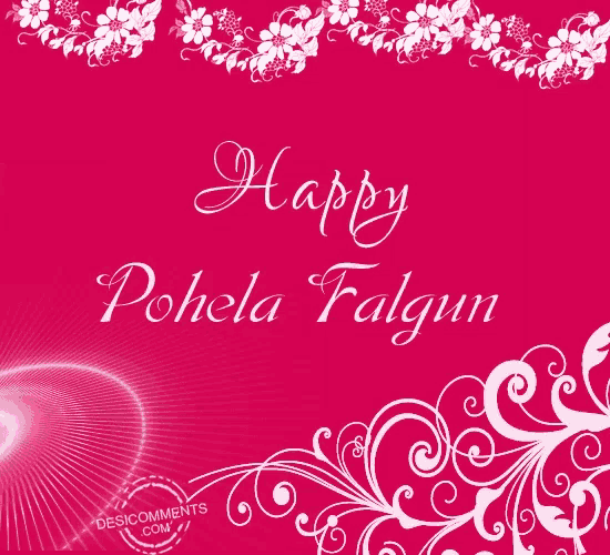 a pink background with flowers and the words happy pohela falgun