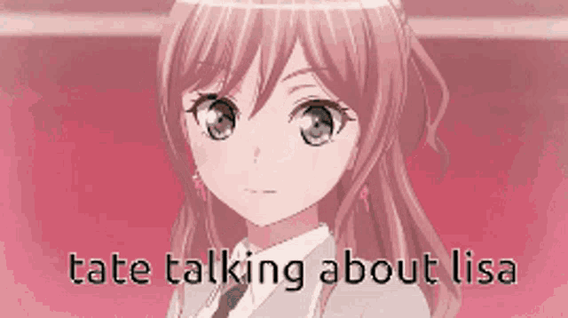 a picture of a girl with the words " tate talking about lisa "