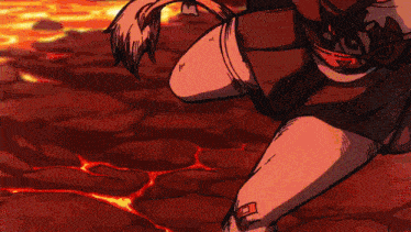 a drawing of a woman 's leg with a broken knee and a red background
