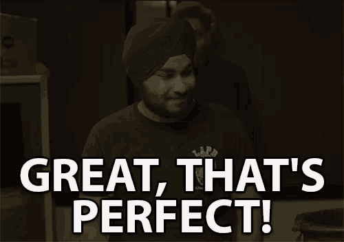 a man says great that 's perfect in a dark room