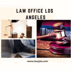 a poster for the law office los angeles with a judge 's gavel