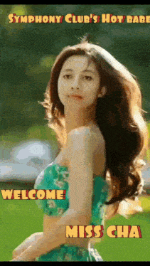 a picture of a woman with the words welcome miss cha on it