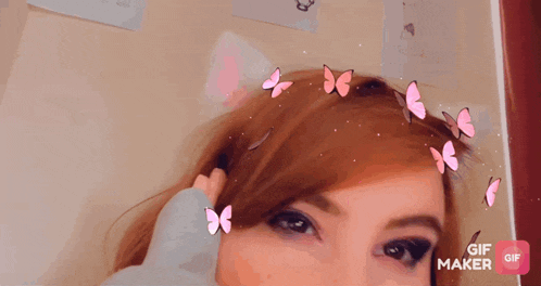 a woman 's face is being animated by a gif maker