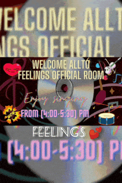 a poster that says welcome all to feelings official room on it