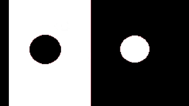 a black and white graphic with a red rectangle in the center