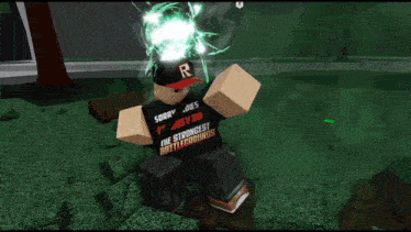a video game screen shows a green lightning strike