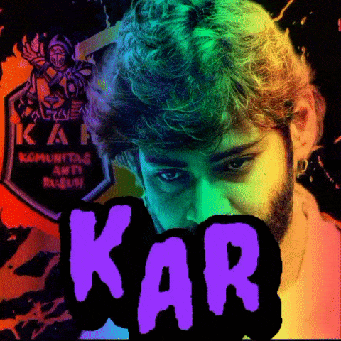 a man with a beard and the word kar on the bottom