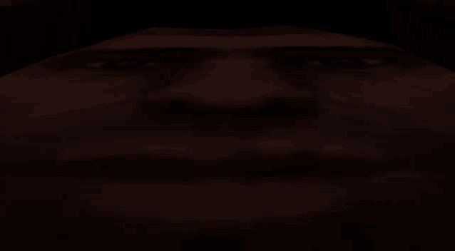 a close up of a person 's face with a dark background