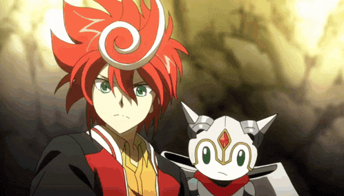a cartoon character with red hair and green eyes
