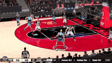 a basketball game is being played between the rms and the thunder