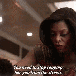 a woman is saying that she needs to stop rapping like you from the streets