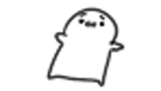 a black and white drawing of a ghost with a face .