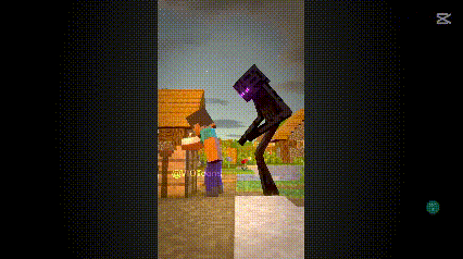 two minecraft characters , steve and enderman , are standing next to each other on a wall .