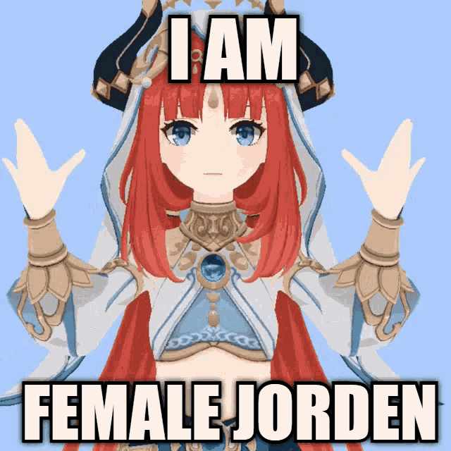 a picture of a girl with red hair and the words " i am female jorden "