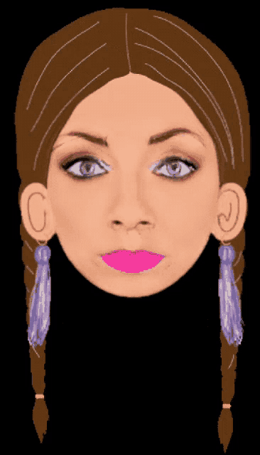 a drawing of a woman 's face with braids and earrings