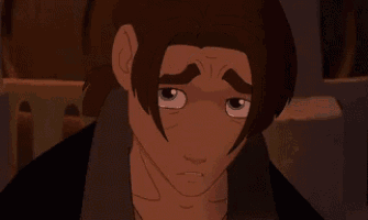 a close up of a cartoon character 's face with a sad look on his face