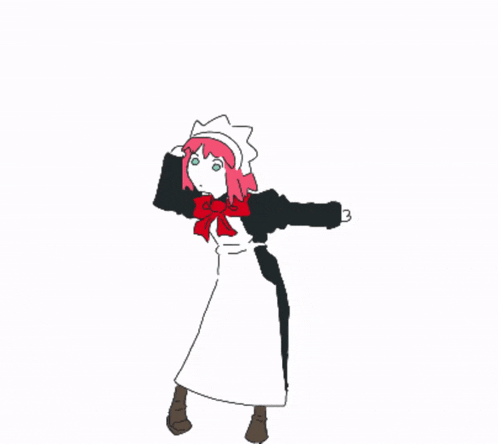 a drawing of a girl in a maid outfit with a red bow