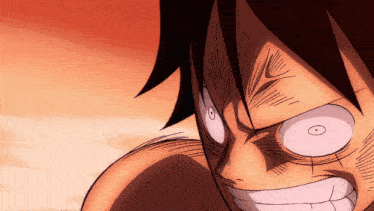 a close up of a cartoon character 's face with a red background
