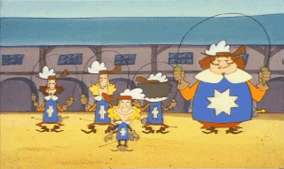 a group of cartoon characters are jumping ropes