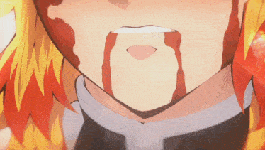a person with blood coming out of their mouth