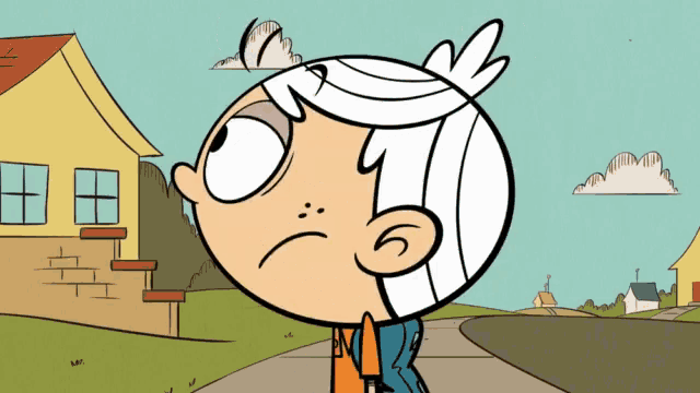 a cartoon of lincoln loud looking up at something