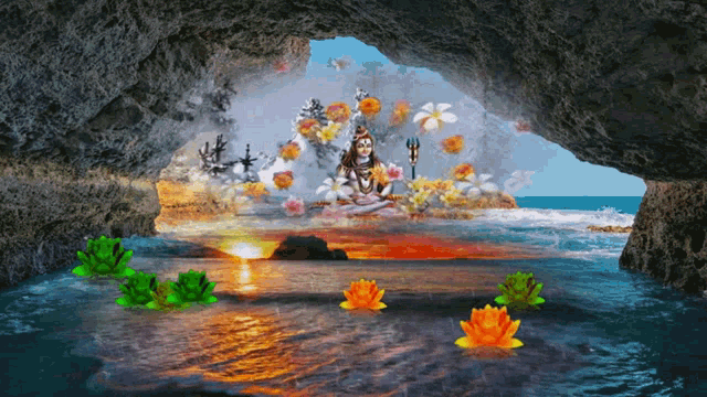 Lord Shiva Float GIF - Lord Shiva Float Flowers GIFs