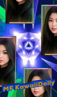 a collage of pictures of a woman with the words mf kawaii dolly