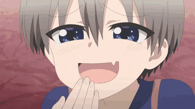 a close up of a cartoon character 's face with tears coming out of her eyes