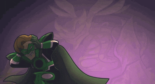 a cartoon of a man in a green cape and mask