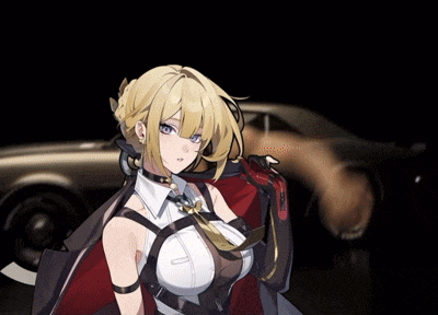 a girl with blonde hair is standing in front of a gold car